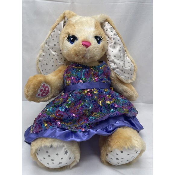 Build A Bear Bunny Rabbit Jointed More Moves Plush Stuffed Animal Silver Stars - Picture 1 of 15